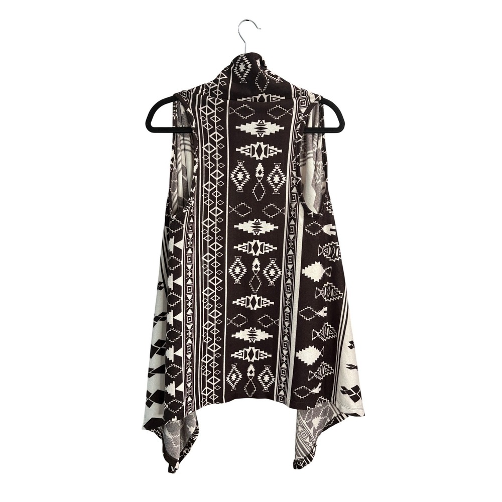 Wrangler Brown White Southwestern Vest Women Small Geometric Open Front Cardigan - Picture 3 of 4
